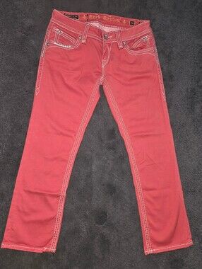 Rock Revival Coral-Pink  Scarlett Capri 28